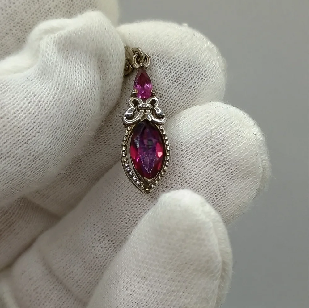 Sterling Silver and Purple Gemstone Drop Earrings